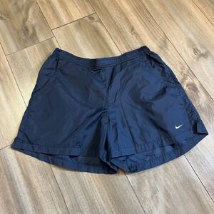 Nike Mens Navy Blue Nylon Athletic Training Shorts Swoosh Size L Bin N-41